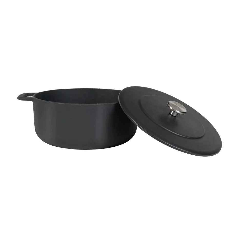 SOUS-CHEF ENAMELLED CAST IRON DUTCH OVEN & DOUBLE HANDLE FRY PAN 24CM BLACK W/Cutting Board