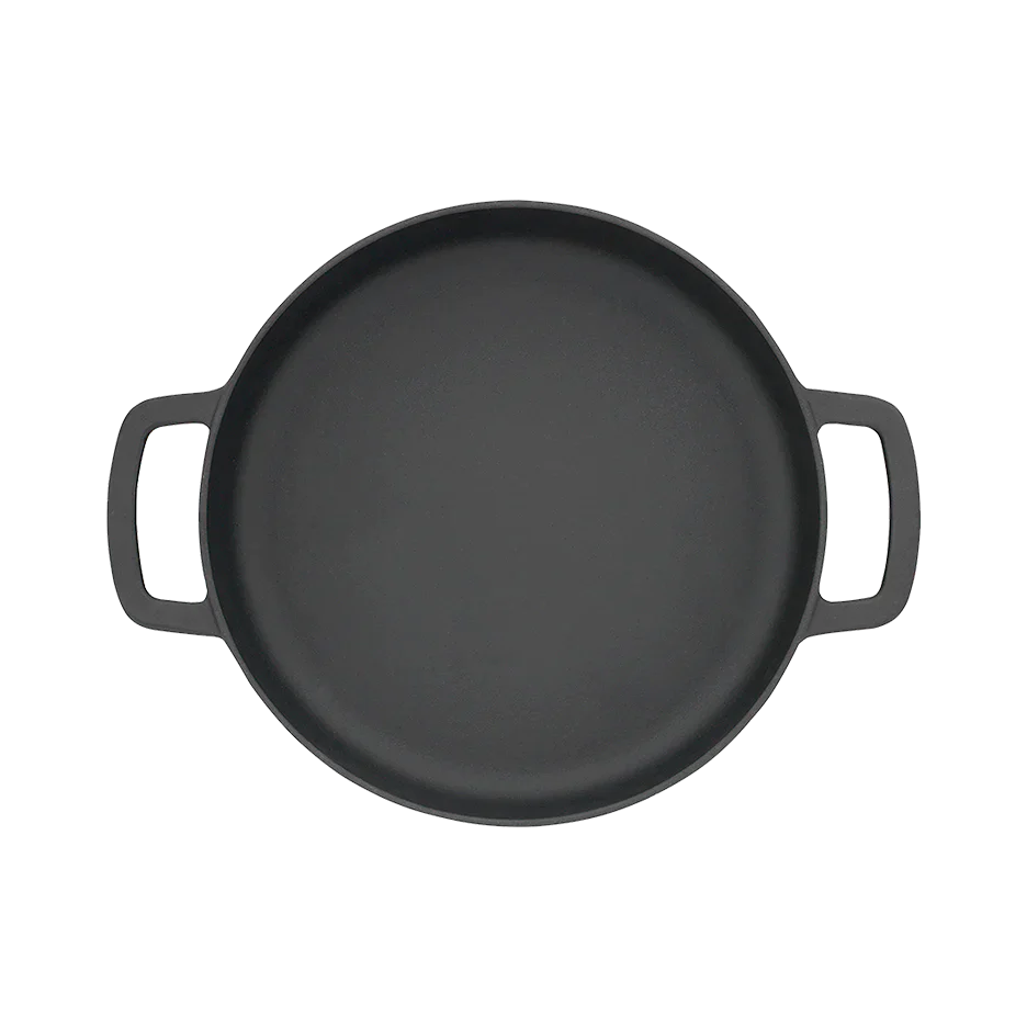 SOUS-CHEF ENAMELLED CAST IRON DUTCH OVEN & DOUBLE HANDLE FRY PAN 24CM BLACK W/Cutting Board